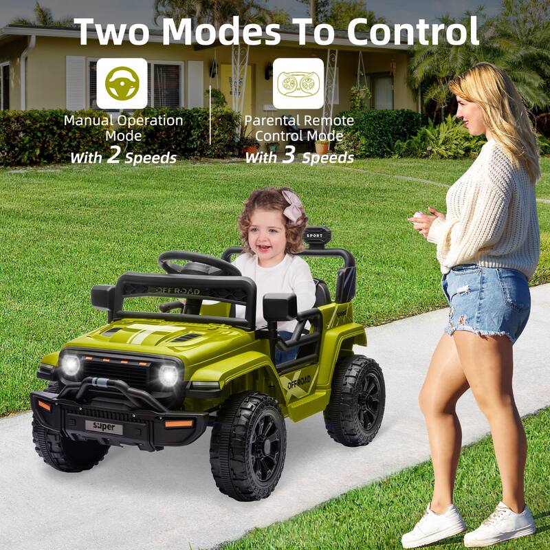 12V Electric Kids Ride on Truck, Toy Vehicle with Remote Control for Best Kids Gift
