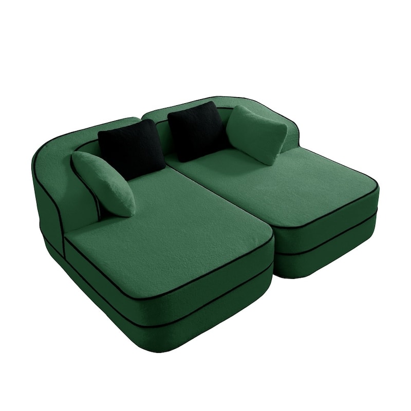 77.2" Symmetrical Fluffy Comfy Modular Sectional Sleeper Sofa with Double Chaises
