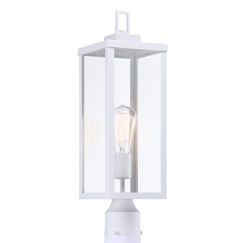1-light Matte Black Outdoor Post Light Kits Head with Clear Glass Shade - 20"in - White