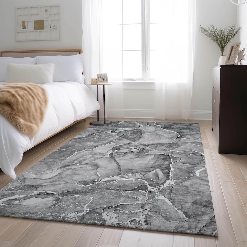 Premium Washable Super Soft Abstract Contemporary Mayfield Rug - Pewter - 9' x 12'