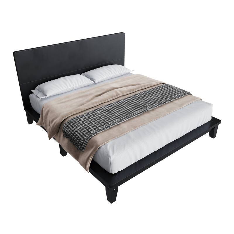 Roomfitters Full/Queen/King Size Wood Platform Bed with Headboard and Slat Support