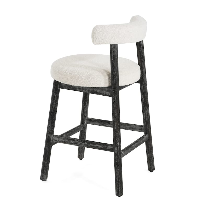 Christopher Knight Home - Riven Natural Rubberwood 26.77" Counter Stool Set with Beige Upholstery