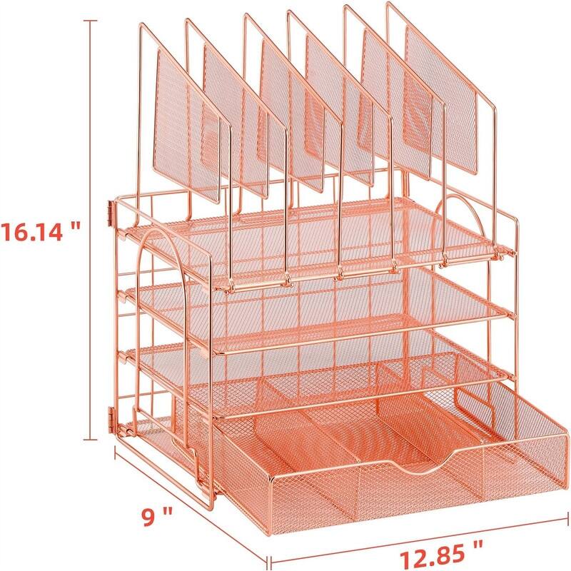 4-Tier Mesh Desk File Organizer - 9.64"L x 13.58"W x 5.3"H