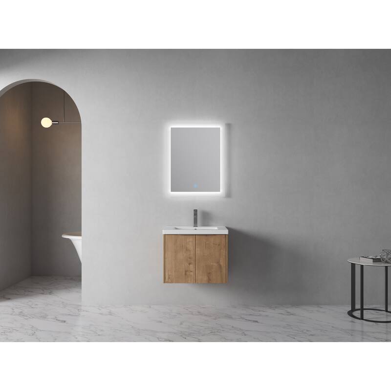30" Floating Bathroom Vanity with Resin Sink, Soft Closing Door, and Ample Storage Space - 23.6in L Plywood