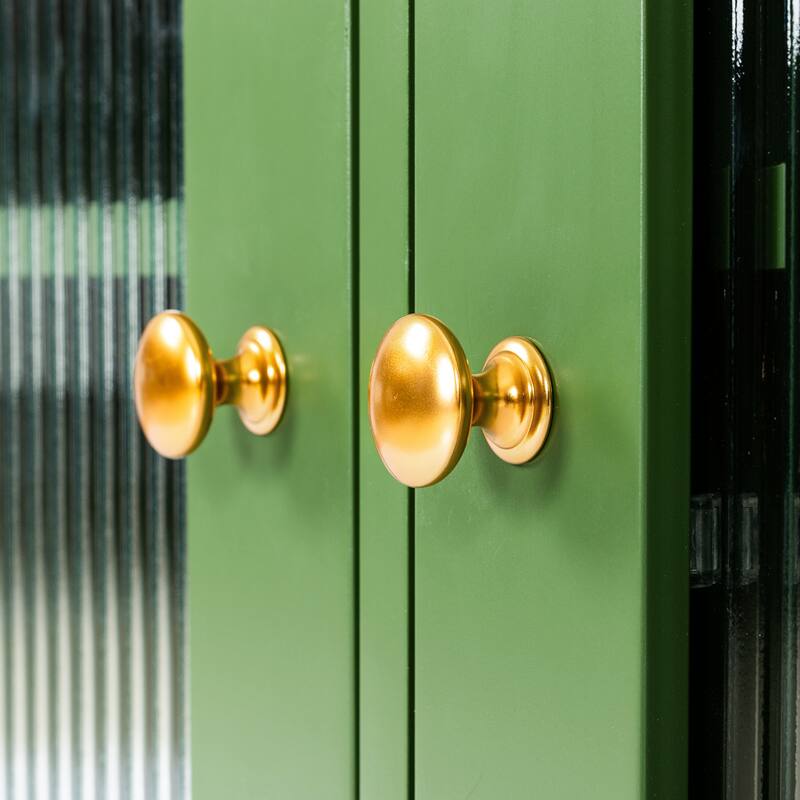 71" Modern TV Stand, Entertainment Center Media Console, Solid Wood Frame TV Cabinet with Changhong Glass Doors & Metal Handles