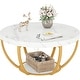 preview thumbnail 7 of 5, 31.7" Round Coffee Table, Modern 2-Tier Center Table Sofa Side Table