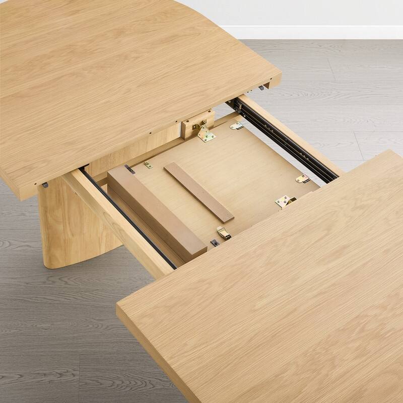 Spruce & Spring Modern 75" Extendable Oval Dining Table with Curved Base