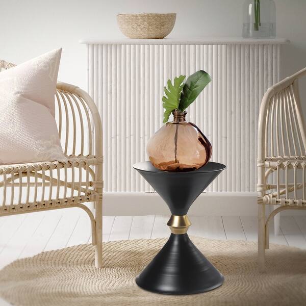 Modern Black And Gold Drum Side Table 14 X 18 On Sale Overstock 31103885