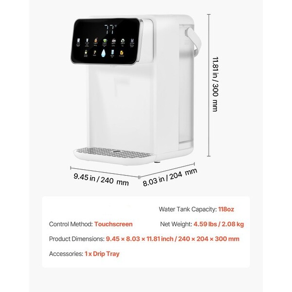 White ABS Stainless Steel 118oz Touchscreen Instant Hot Water