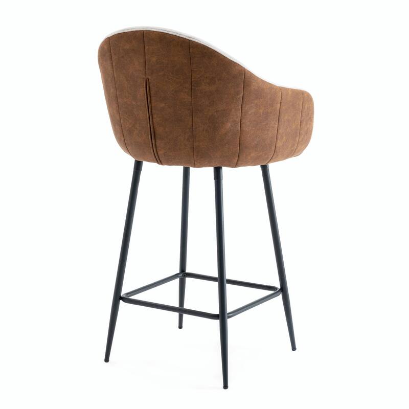 26.5" Modern-Style Counter Bar Stools, Upholstered with Durable Metal Legs