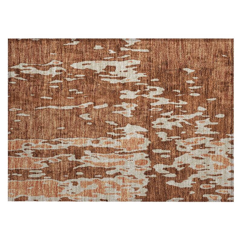 Machine Washable Indoor/ Outdoor Abstract Contemporary Chantille Rug
