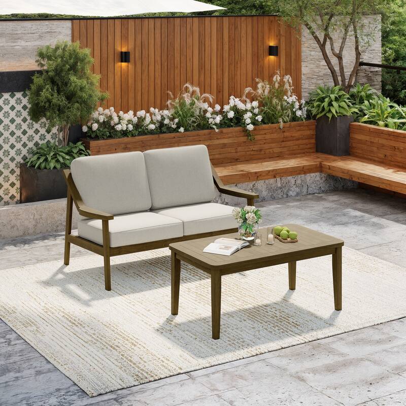 Outdoor Patio Wood Bistro Set/Loveseat Set