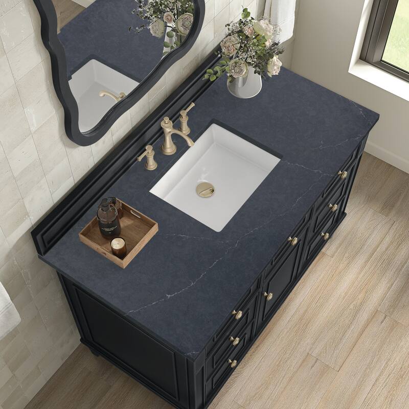 James Martin Vanities Lorelai 48" Single Vanity, Black Onyx - Charcoal Soapstone