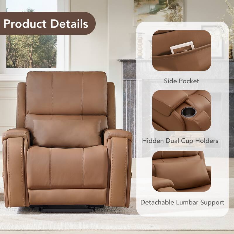 Spruce & Spring Leather Lift Recliner Chair for Elderly with Heat and Massage