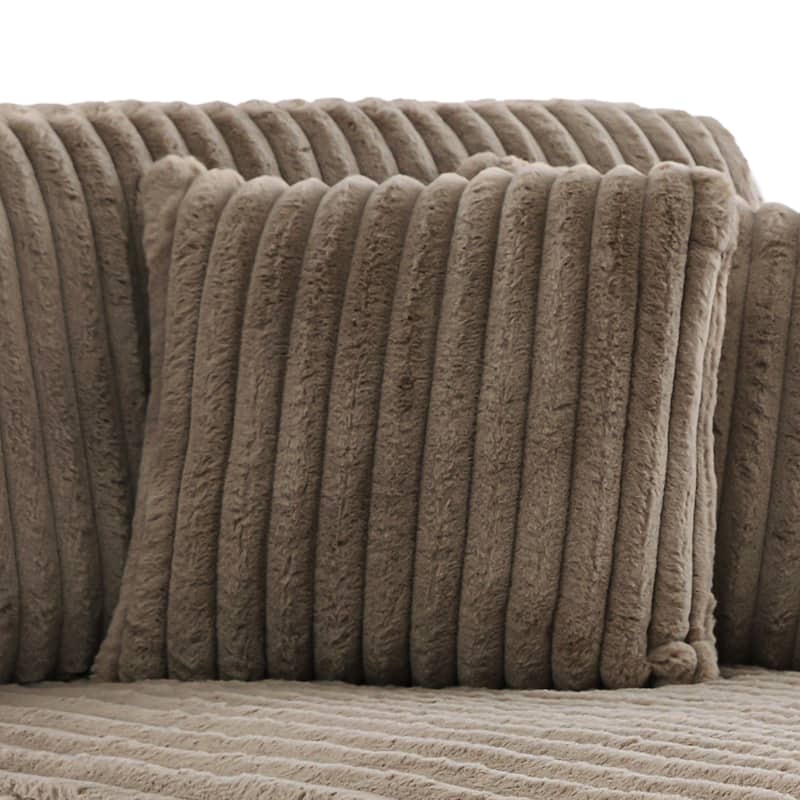 Modern Stripe Faux Fur Square Throw Pillows (Set of 2)