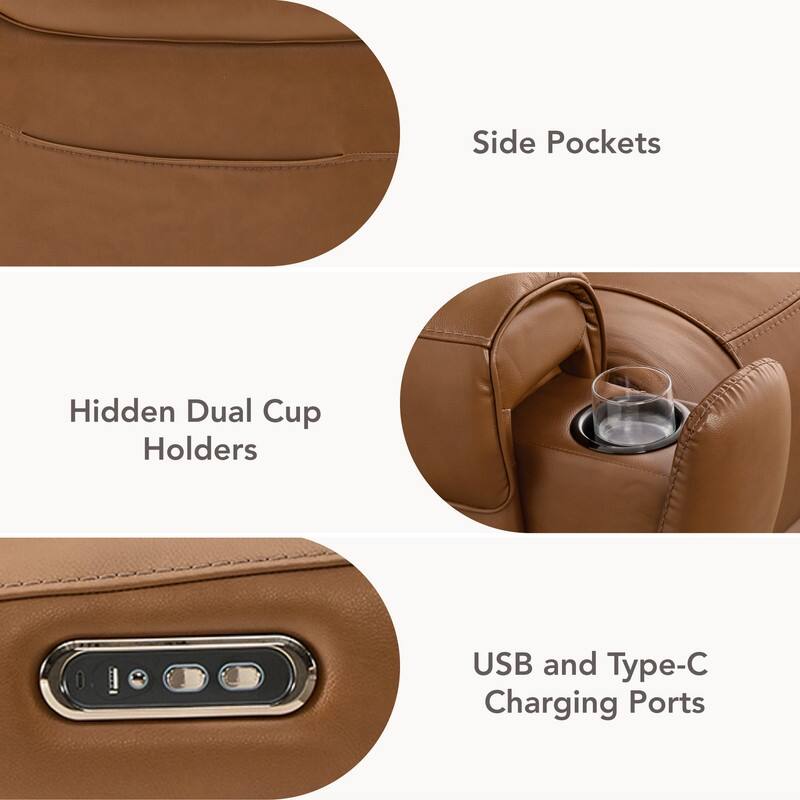 Spruce & Spring Leo Power Wall Hugger Reclining Sofa with Multi-Function Console