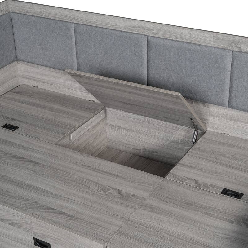Modern Style Daybed with Three Drawers and Three Storage Compartments for Bedroom
