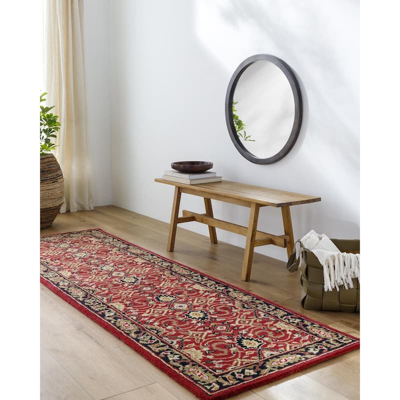 Livabliss Caesar Updated Traditional Border Area Rug - 5' x 8' - Burgundy/Black
