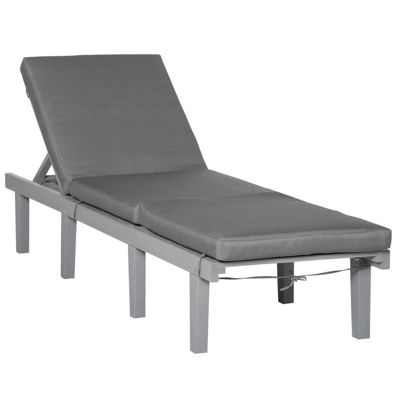 Outdoor Chaise Lounge Chair, Patio Reclining Chair with 4-Position Adjustable Backrest and Cushion