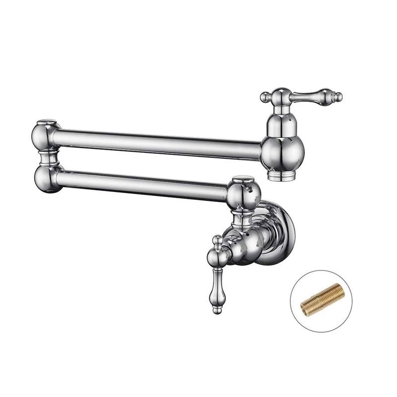 BATHLET Pot Filler Folding Double Jointed Swing Arm Sink Faucet - Chrome/Clear