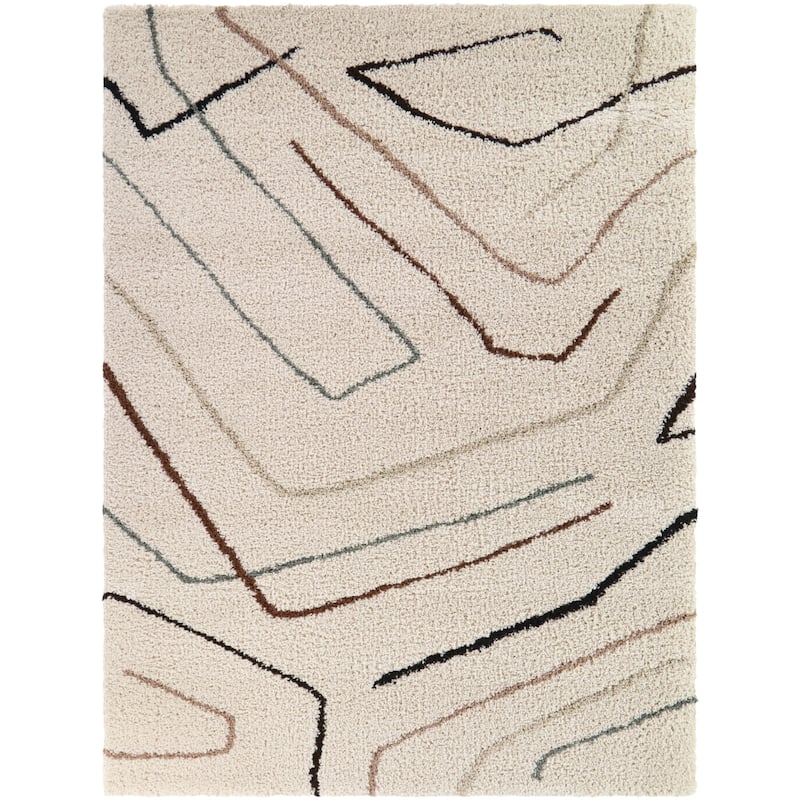 Kary Abstract Lines Area Rug - 7'10" x 10' - Cream - Rectangle