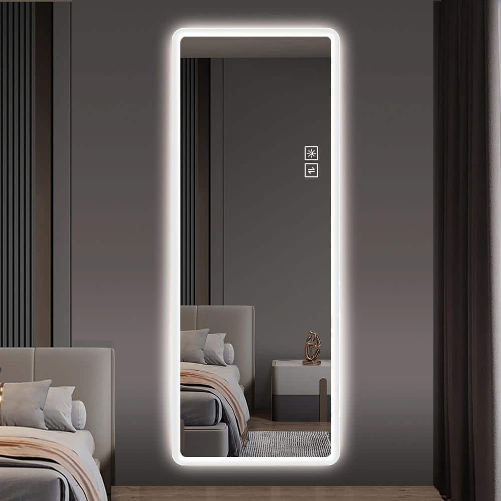 Large Lighted Full-Length Mirror - LED Vanity Mirror with Rounded Corners - Clear