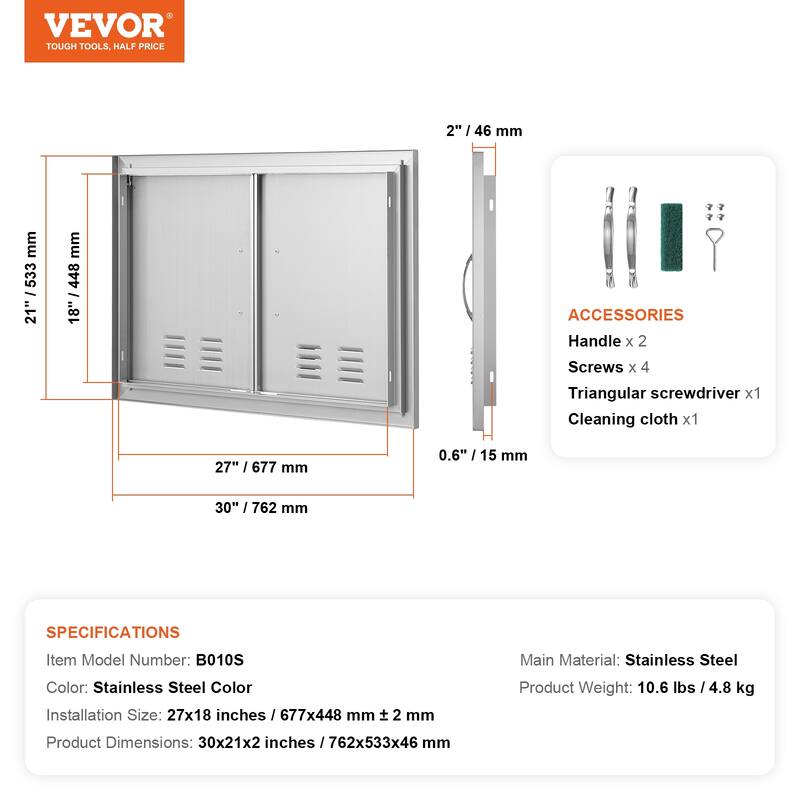 VEVOR Stainless Steel Double Kitchen Access Doors