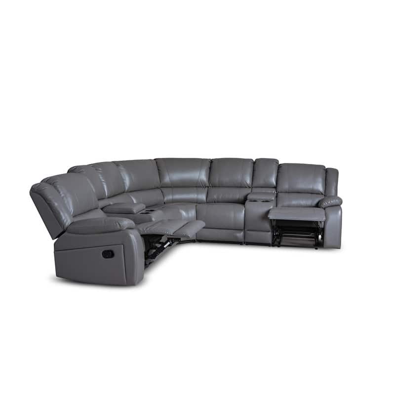 108" W Modern Contemporary Faux Leather 7 Piece Sectional Recliners