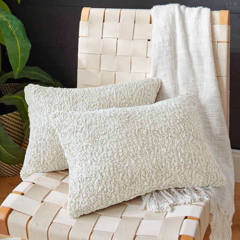 Sorra Home Indoor Soft-Textured Knife Edge Lumbar Pillows (Set of 2) - 14 in x 24 in (Set of 2) - Zazzle Quartz