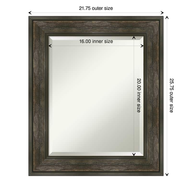 Beveled Wall Mirror - Rail Rustic Char Frame - Rail Rustic Char