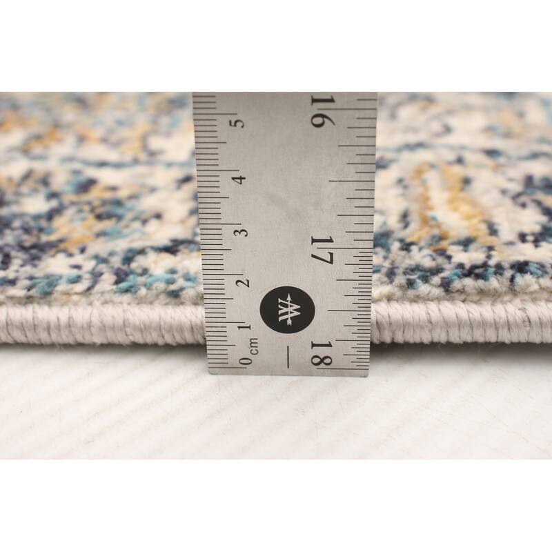 ECARPETGALLERY Machine Woven Bolivia Yalameh Blue, Ivory Rug - 2'2 x 8'0