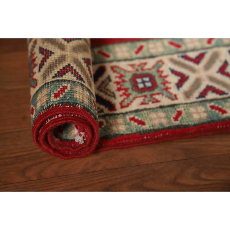 Red Kazak Rug Bedroom Hand-Knotted Wool Carpet - 2'11"x 3'10"