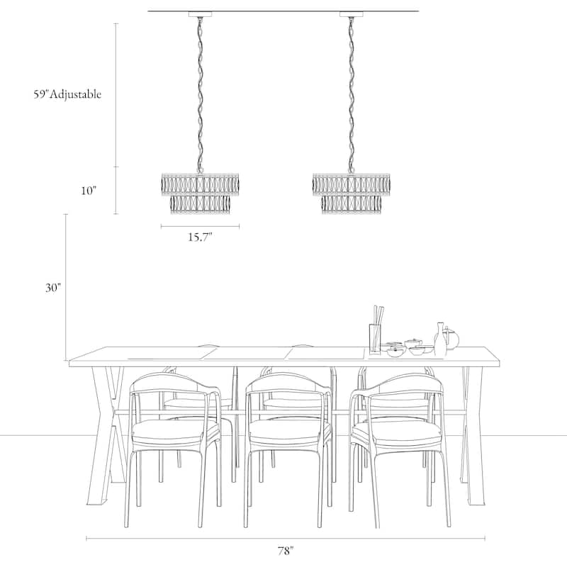 Aulia Modern Black Crystal 4-Light Drum Chandelier Lights for Dining Room - D15.5" x H10"