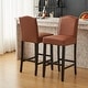 preview thumbnail 2 of 64, Logan Bonded Leather Backed Barstool (Set of 2) by Christopher Knight Home Set of 2 - Walnut Frame+Brown PU - Bar Height