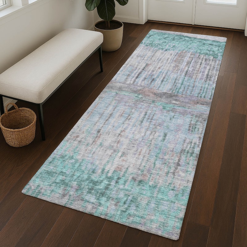 Machine Washable Indoor/ Outdoor Modern Ombre Chantille Rug