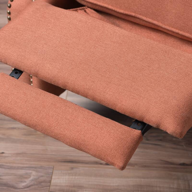 Contemporary Tufted Push Rack Recliner with Nailhead Decoration for Primary Living Space