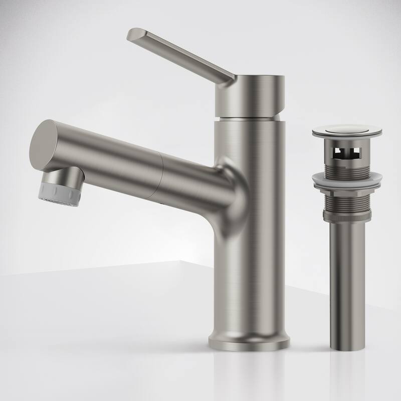 Single Handle Single Hole Bathroom Faucet with Pop‑Up Drain - Brushed Nickel