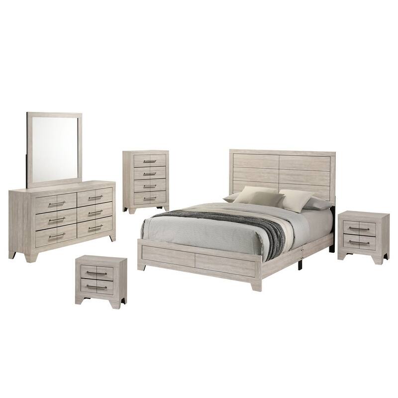 Best Quality Rustic Grey Oak Panel Bedroom Sets