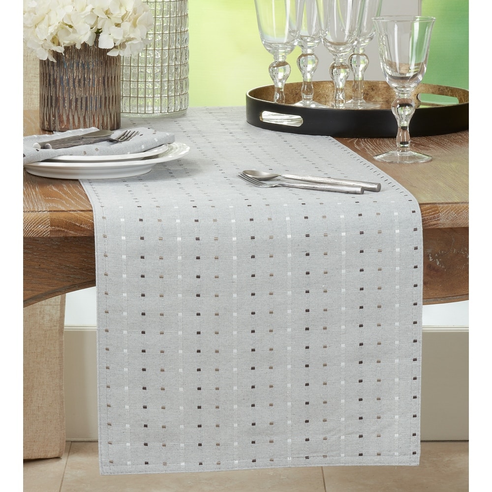 Square Stitched Dotted Table Runner