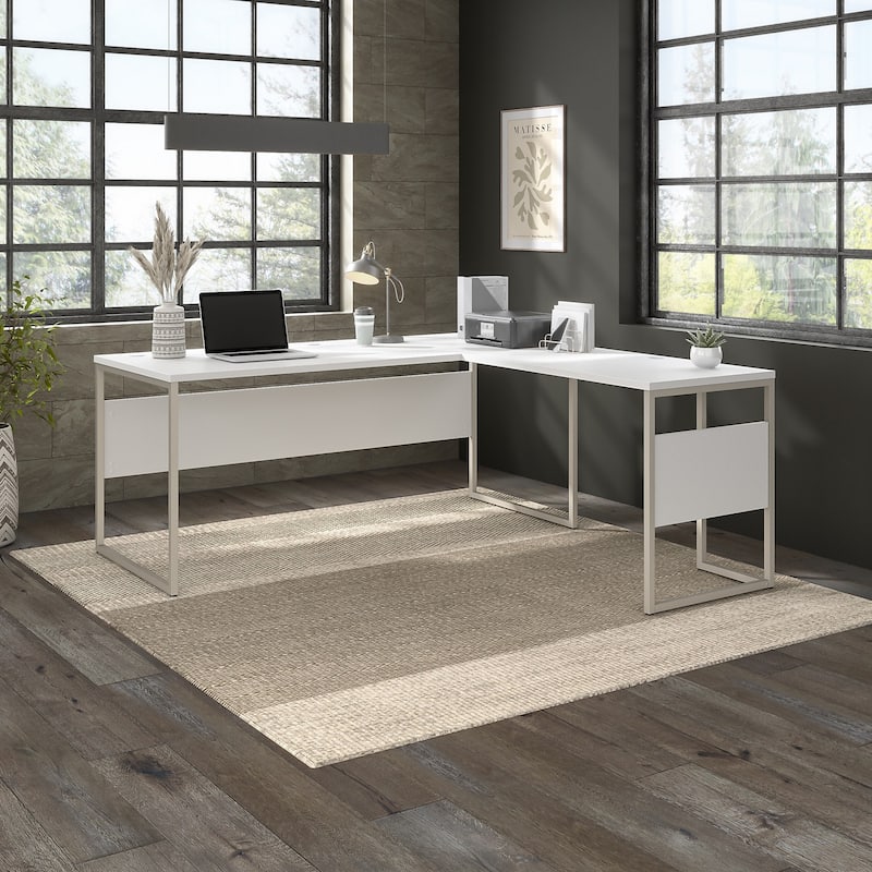 Hybrid 72W x 30D L Shaped Table Desk by Bush Business Furniture - White