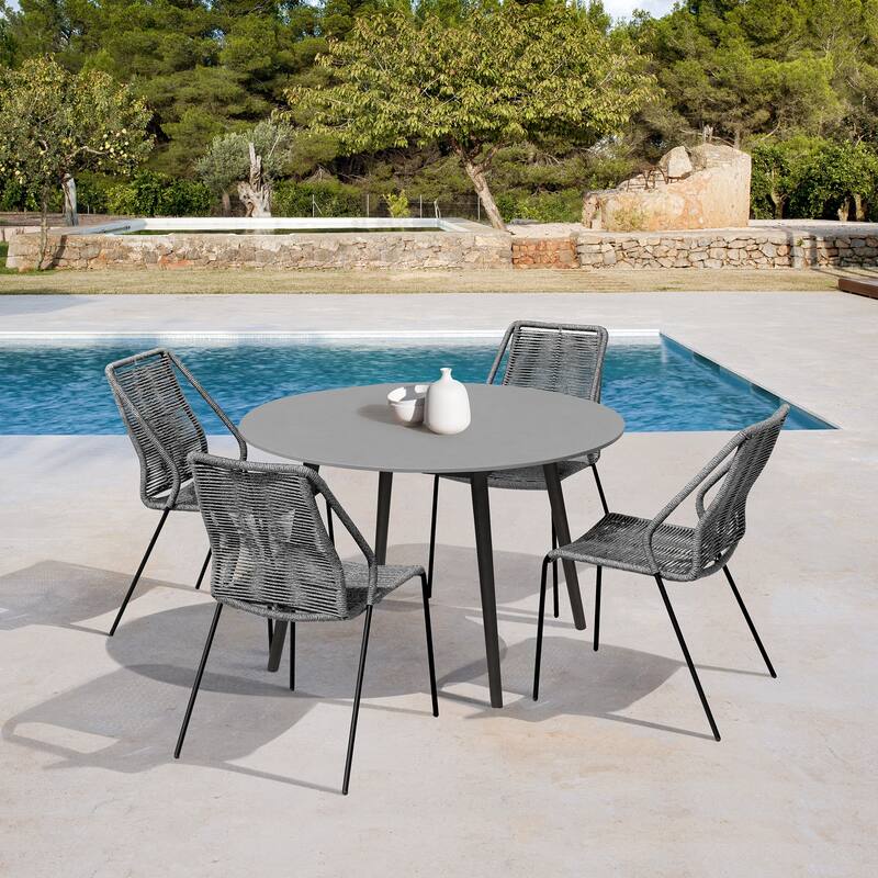 Clip Rope and Steel Indoor Outdoor Stack Dining Chairs - Set of 2