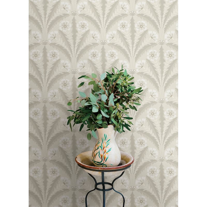 Chesapeake Tap Root Beige Floral Damask Wallpaper