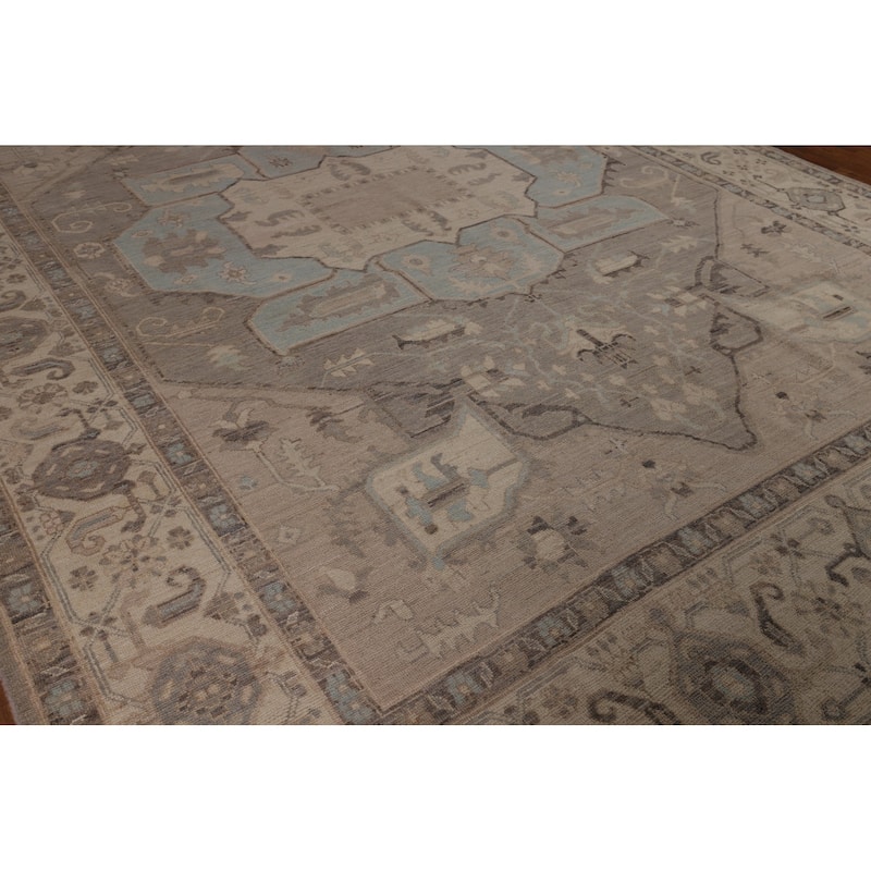 Vegetable Dye Oushak Turkish Rug Handmade Transitional Wool Carpet - 9'11"x 13'10"