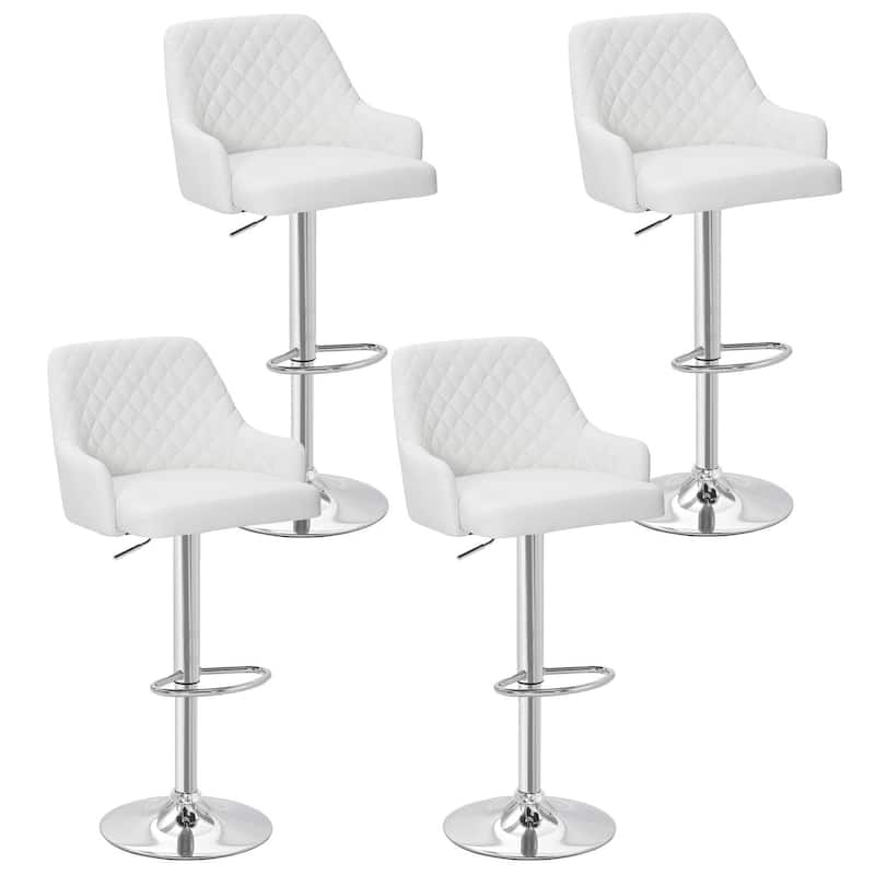 Javlergo 4-Pack Adjustable Bar Stools 24.4" to 32.7" Height Range with Footrest & Diamond Quilted Half-Back Counter Stools Set
