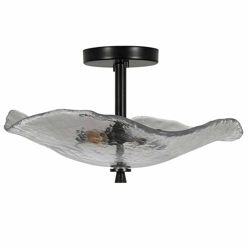 16.5" Glass Semi Flush Mount Ceiling Light Fixture, 2-Lights Close to Ceiling Light, Modern Ceiling Light Fixture