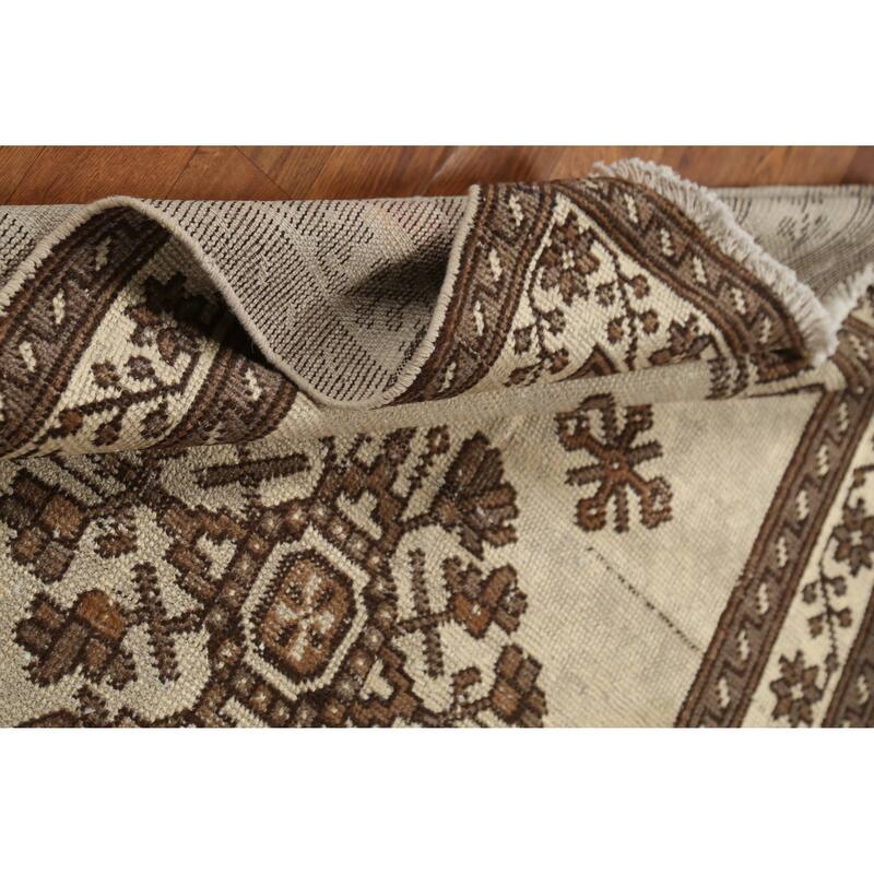Hand Knotted Oriental 100% Wool Carpet Traditional Geometric Beige & Ivories Balouch Area Rug - 5' 9'' X 3' 7''