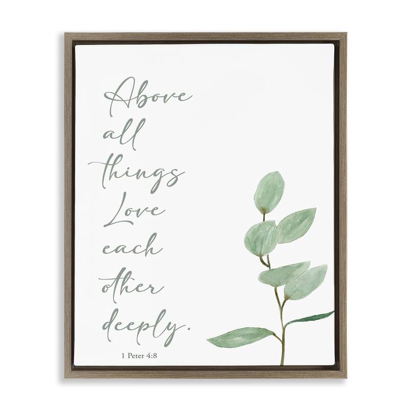 Stupell Love Each Other Deeply Framed Floater Canvas Wall Art Design By Lucille Price - 25 x 31 - Brown