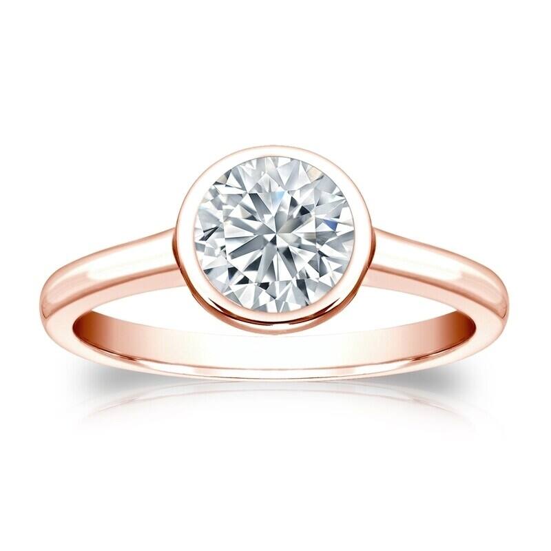 Auriya 14k Gold GIA Certified 1.75ct TDW Solitaire Bezel Set Diamond Engagement Ring - 4 - Rose