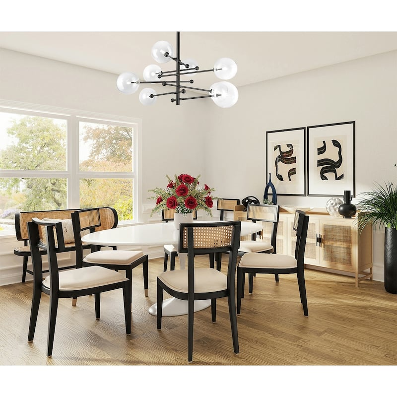 8-Light D47.2" Matte Black Frame Chandelier with Clear Glass Shades