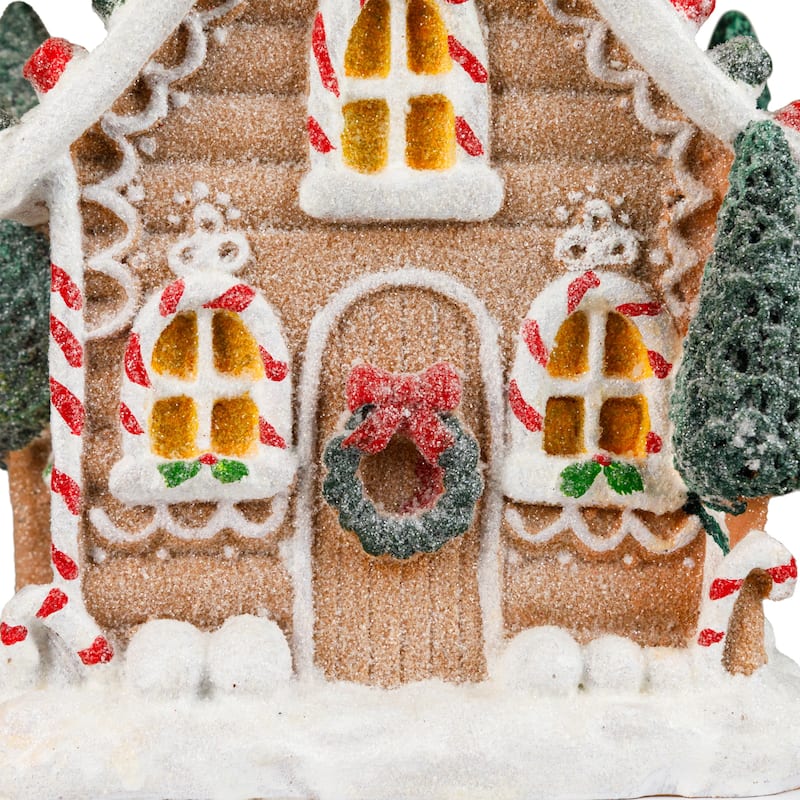 Snow Covered Gingerbread House with Candy Accents Christmas Decoration - 8"